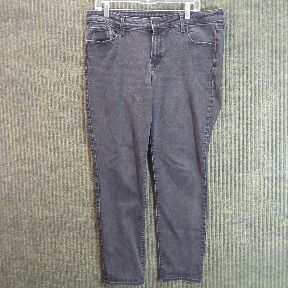 Old Navy Power Slim Straight Jeans Women 14 Black  Mid‎ Rise Denim Pants